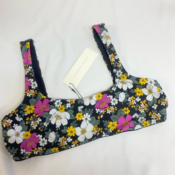 Veronica Beard Bikini Top Sz XL Celeste Scoop Neck Floral Multicolor NWT - Picture 2 of 8